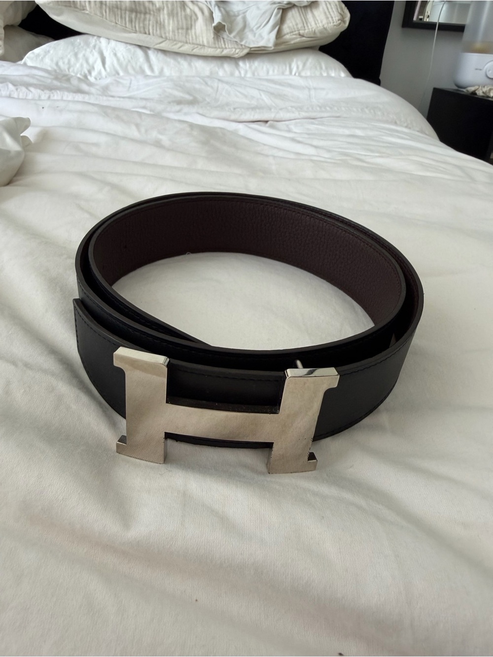 Hermes Black and Brown Reversible Leather Belt